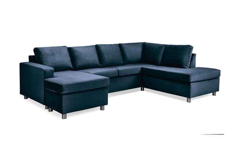 Crazy 4-istuttava Oikeakätinen U-muotoinen Large Sohva Divaanilla ja Divaanituolilla Sametilla - Sininen - Huonekalut - Sohva - U-Sohva