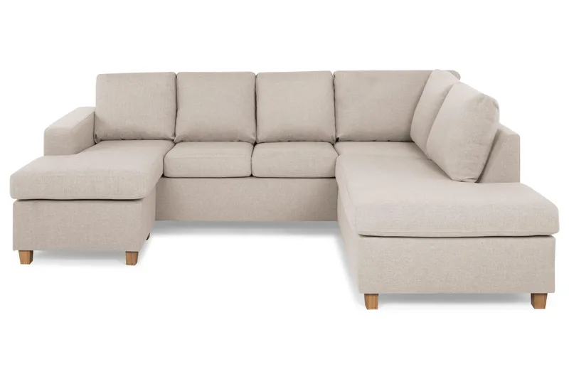 Crazy 4-istuttava Oikeakätinen U-muotoinen Small Sohva Divaanilla ja Divaanituolilla Kankaalla - Beige - Huonekalut - Sohva - U-Sohva