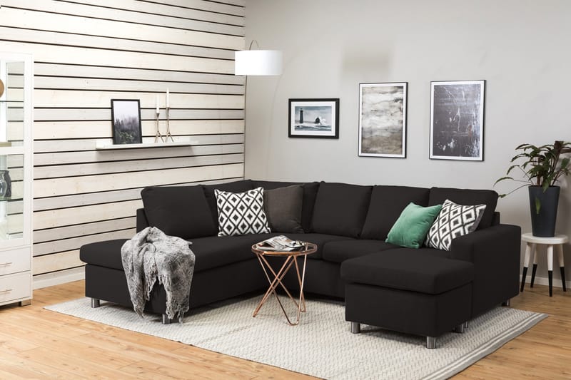 Crazy 4-istuttava Vasenkätinen U-muotoinen Large Sohva Divaanilla ja Divaanituolilla Kankaalla - Antrasiitti - Huonekalut - Sohva - U-Sohva