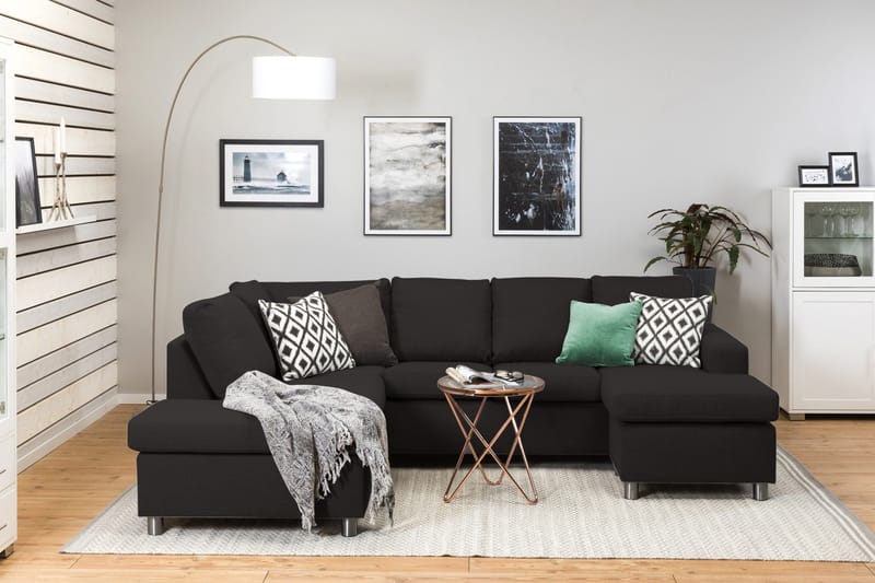 Crazy 4-istuttava Vasenkätinen U-muotoinen Large Sohva Divaanilla ja Divaanituolilla Kankaalla - Antrasiitti - Huonekalut - Sohva - U-Sohva