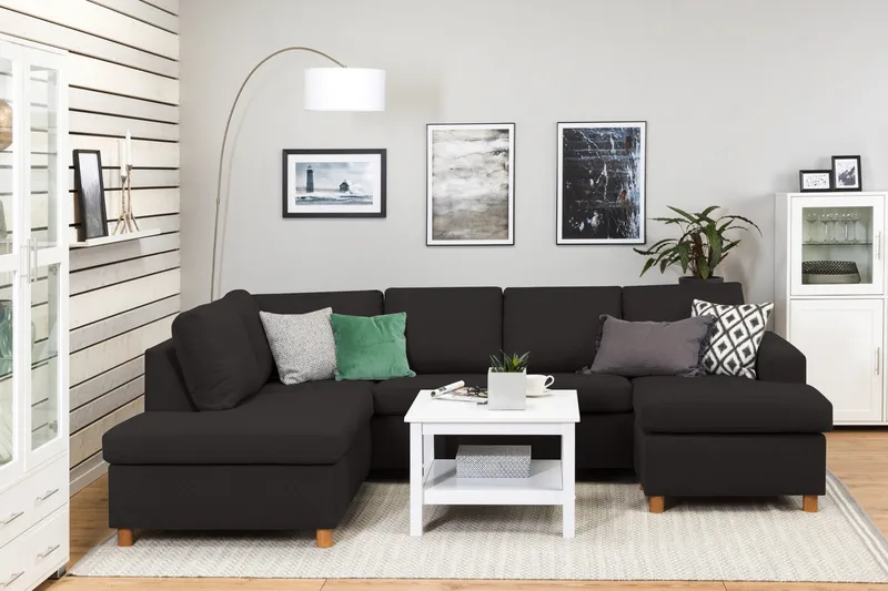 Crazy 4-istuttava Vasenkätinen U-muotoinen Large Sohva Divaanilla ja Divaanituolilla Kankaalla - Antrasiitti - Huonekalut - Sohva - U-Sohva