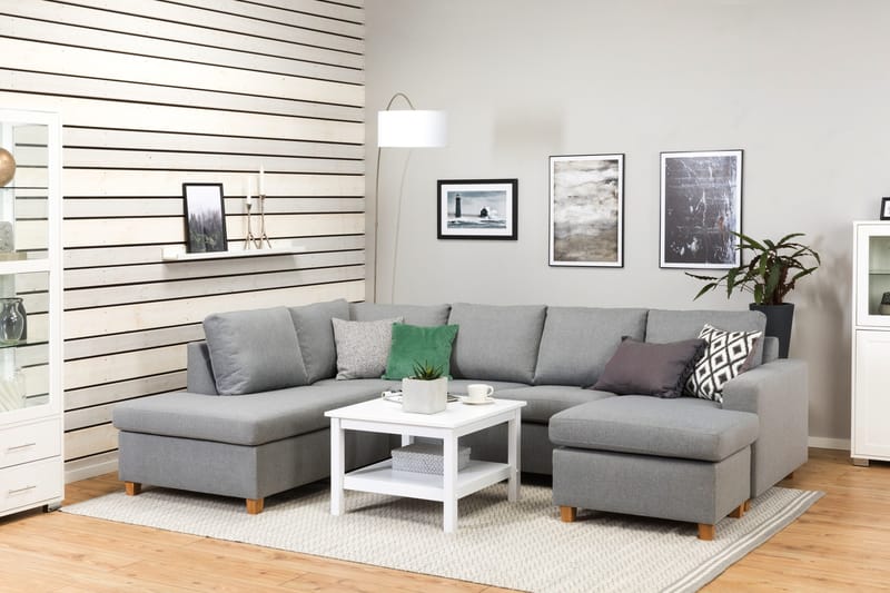 Crazy 4-istuttava Vasenkätinen U-muotoinen Large Sohva Divaanilla ja Divaanituolilla Kankaalla - Harmaa - Huonekalut - Sohva - U-Sohva