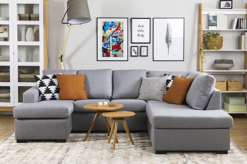 Crazy 4-istuttava Vasenkätinen U-muotoinen Large Sohva Divaanilla ja Divaanituolilla Kankaalla - Harmaa - Huonekalut - Sohva - U-Sohva