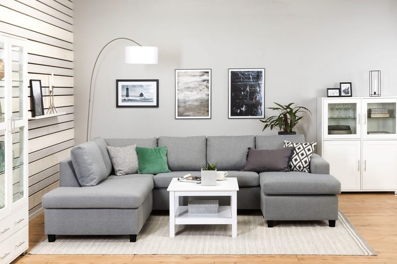 Crazy 4-istuttava Vasenkätinen U-muotoinen Large Sohva Divaanilla ja Divaanituolilla Kankaalla - Harmaa - Huonekalut - Sohva - U-Sohva