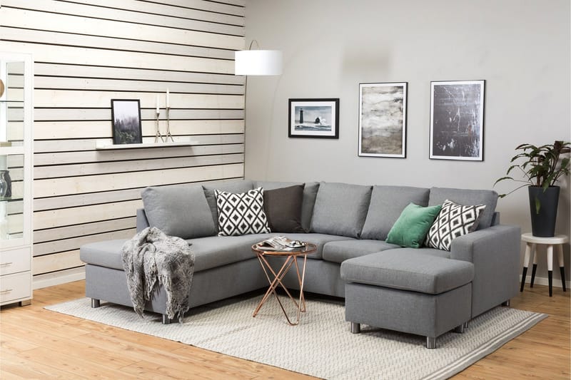 Crazy 4-istuttava Vasenkätinen U-muotoinen Large Sohva Divaanilla ja Divaanituolilla Kankaalla - Harmaa - Huonekalut - Sohva - U-Sohva