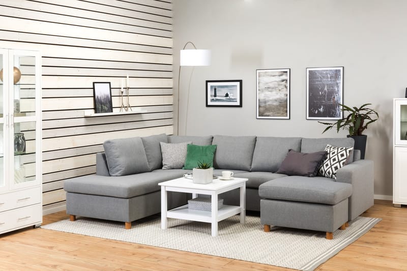 Crazy 4-istuttava Vasenkätinen U-muotoinen Large Sohva Divaanilla ja Divaanituolilla Kankaalla - Harmaa - Huonekalut - Sohva - U-Sohva