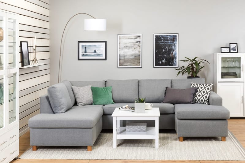 Crazy 4-istuttava Vasenkätinen U-muotoinen Large Sohva Divaanilla ja Divaanituolilla Kankaalla - Harmaa - Huonekalut - Sohva - U-Sohva