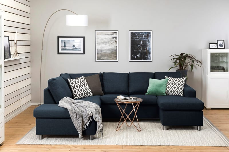 Crazy 4-istuttava Vasenkätinen U-muotoinen Large Sohva Divaanilla ja Divaanituolilla Kankaalla - Sininen - Huonekalut - Sohva - U-Sohva