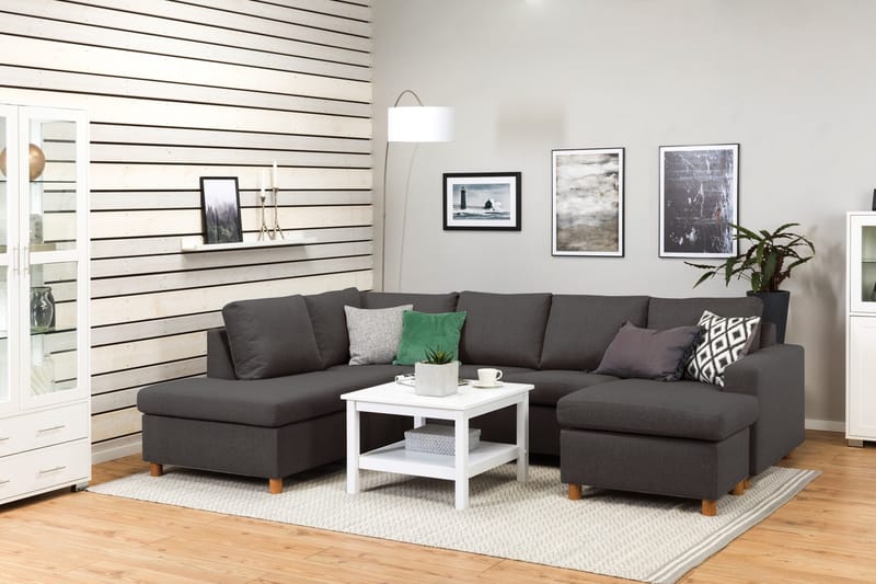 Crazy 4-istuttava Vasenkätinen U-muotoinen Large Sohva Divaanilla ja Divaanituolilla Kankaalla - Tummanharmaa - Huonekalut - Sohva - U-Sohva