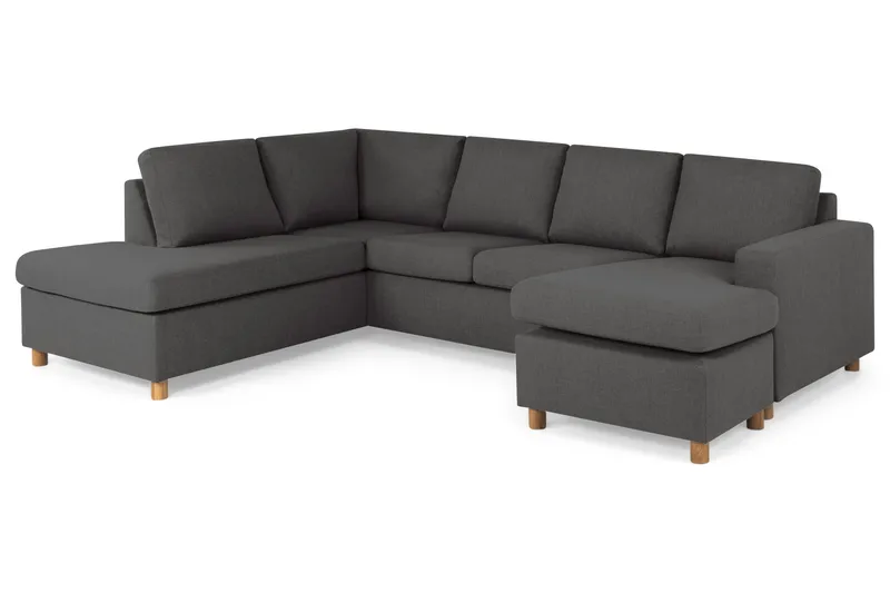 Crazy 4-istuttava Vasenkätinen U-muotoinen Large Sohva Divaanilla ja Divaanituolilla Kankaalla - Tummanharmaa - Huonekalut - Sohva - U-Sohva