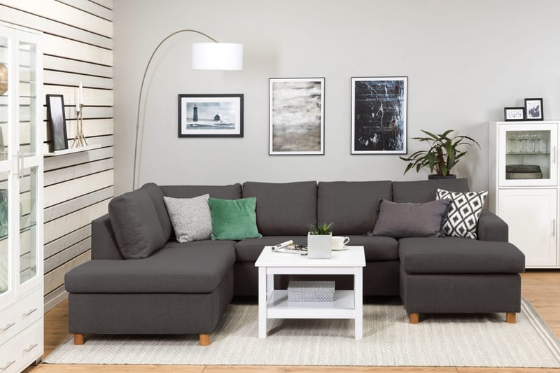 Crazy 4-istuttava Vasenkätinen U-muotoinen Large Sohva Divaanilla ja Divaanituolilla Kankaalla - Tummanharmaa - Huonekalut - Sohva - U-Sohva