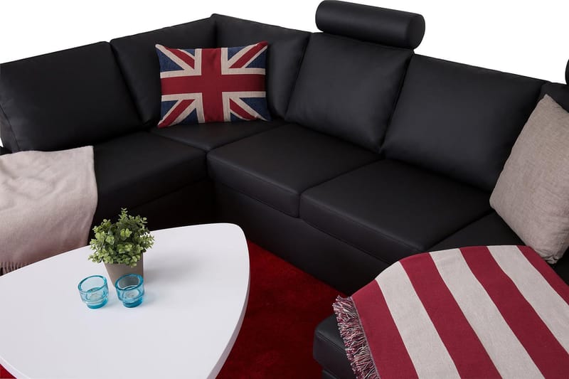 Crazy 4-istuttava Vasenkätinen U-muotoinen Large Sohva Divaanilla ja Divaanituolilla Keinonahkalla - Musta - Huonekalut - Sohva - U-Sohva