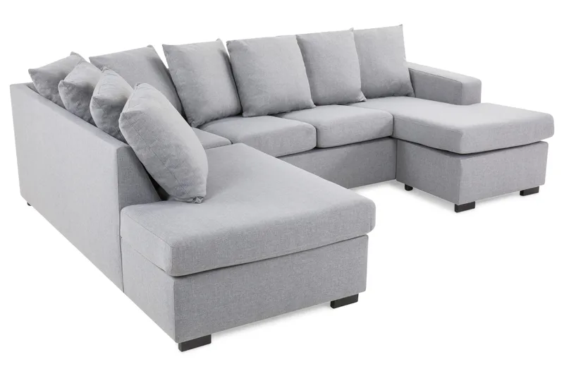 Crazy 4-istuttava Vasenkätinen U-muotoinen Small Sohva Divaanilla ja Schäslongilla Kankaalla sis. Kuorityynyt - Harmaa - Huonekalut - Sohva - U-Sohva