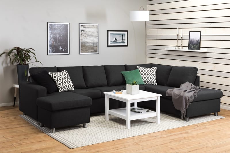 Crazy 5-istuttava Oikeakätinen U-muotoinen X-Large Sohva Divaanilla ja Divaanituolilla Kankaalla - Antrasiitti - Huonekalut - Sohva - U-Sohva