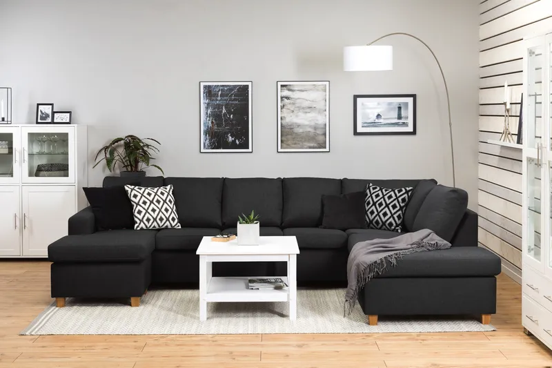 Crazy 5-istuttava Oikeakätinen U-muotoinen X-Large Sohva Divaanilla ja Divaanituolilla Kankaalla - Antrasiitti - Huonekalut - Sohva - U-Sohva