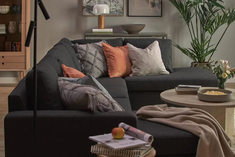 Crazy 5-istuttava Oikeakätinen U-muotoinen X-Large Sohva Divaanilla ja Divaanituolilla Kankaalla - Antrasiitti - Huonekalut - Sohva - U-Sohva