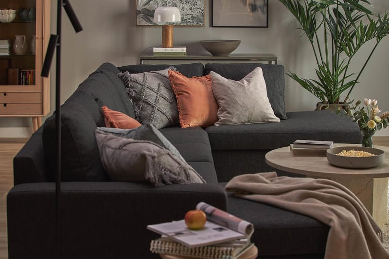 Crazy 5-istuttava Oikeakätinen U-muotoinen X-Large Sohva Divaanilla ja Divaanituolilla Kankaalla - Antrasiitti - Huonekalut - Sohva - U-Sohva