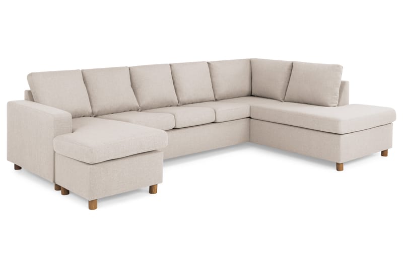 Crazy 5-istuttava Oikeakätinen U-muotoinen X-Large Sohva Divaanilla ja Divaanituolilla Kankaalla - Beige - Huonekalut - Sohva - Divaanisohva