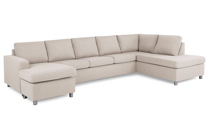 Crazy 5-istuttava Oikeakätinen U-muotoinen X-Large Sohva Divaanilla ja Divaanituolilla Kankaalla - Beige - Huonekalut - Sohva - Divaanisohva