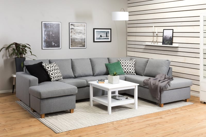 Crazy 5-istuttava Oikeakätinen U-muotoinen X-Large Sohva Divaanilla ja Divaanituolilla Kankaalla - Harmaa - Huonekalut - Sohva - U-Sohva