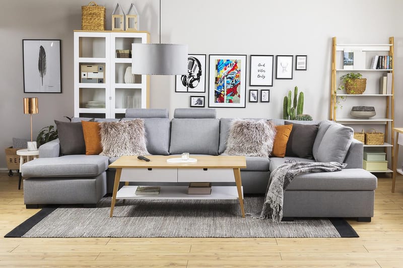 Crazy 5-istuttava Oikeakätinen U-muotoinen X-Large Sohva Divaanilla ja Divaanituolilla Kankaalla - Harmaa - Huonekalut - Sohva - U-Sohva