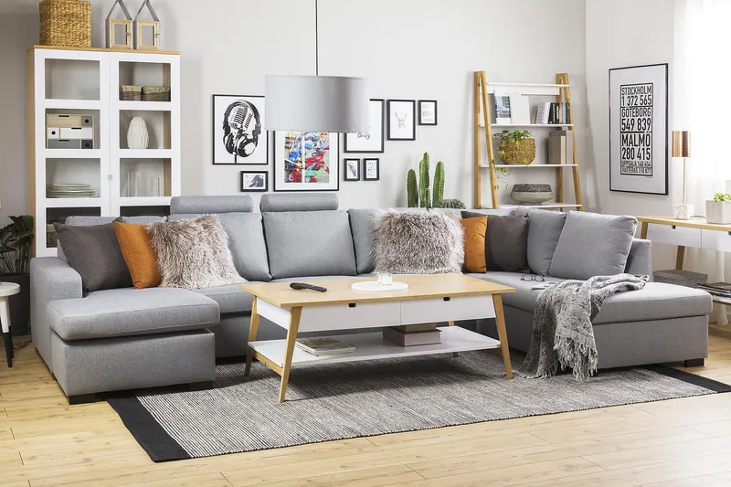 Crazy 5-istuttava Oikeakätinen U-muotoinen X-Large Sohva Divaanilla ja Divaanituolilla Kankaalla - Harmaa - Huonekalut - Sohva - U-Sohva