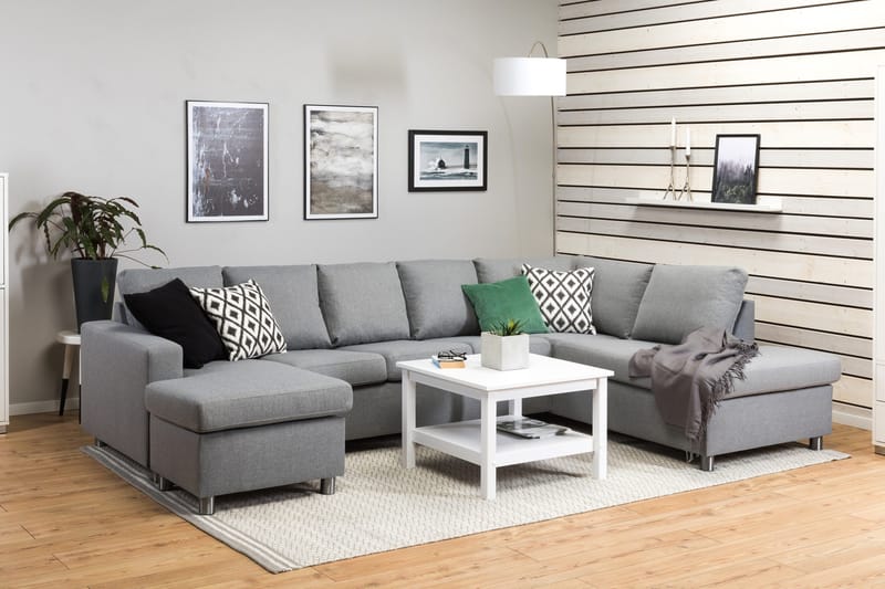 Crazy 5-istuttava Oikeakätinen U-muotoinen X-Large Sohva Divaanilla ja Divaanituolilla Kankaalla - Harmaa - Huonekalut - Sohva - U-Sohva