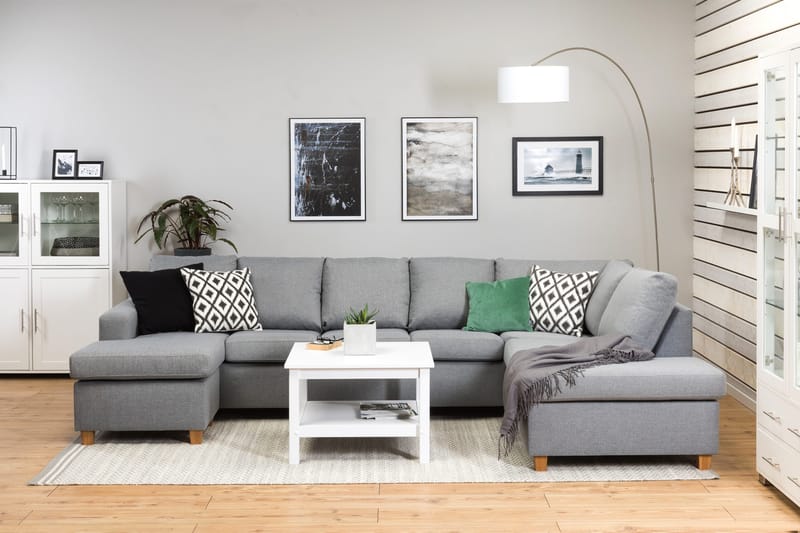 Crazy 5-istuttava Oikeakätinen U-muotoinen X-Large Sohva Divaanilla ja Divaanituolilla Kankaalla - Harmaa - Huonekalut - Sohva - U-Sohva