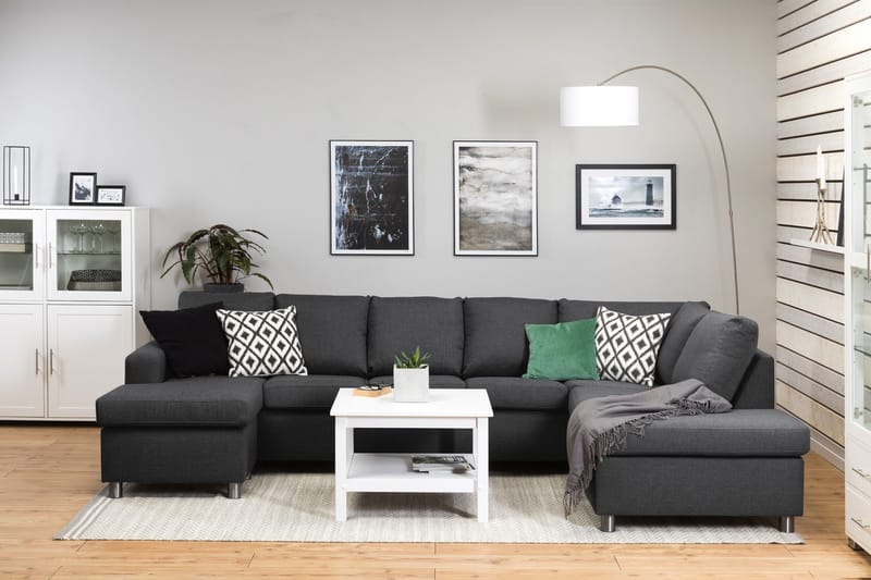 Crazy 5-istuttava Oikeakätinen U-muotoinen X-Large Sohva Divaanilla ja Divaanituolilla Kankaalla - Tummanharmaa - Huonekalut - Sohva - U-Sohva