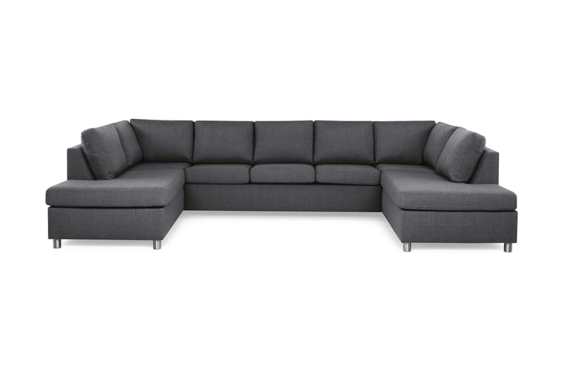 Crazy 5-istuttava U-muotoinen Sohva Kaksoisdivaanilla Kankaalla, Tummanharmaa