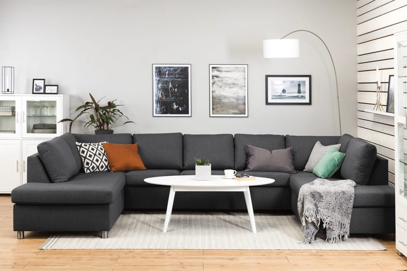 Crazy 5-istuttava U-muotoinen Sohva Kaksoisdivaanilla Kankaalla - Tummanharmaa - Huonekalut - Sohva - U-Sohva