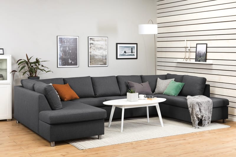 Crazy 5-istuttava U-muotoinen Sohva Kaksoisdivaanilla Kankaalla - Tummanharmaa - Huonekalut - Sohva - U-Sohva