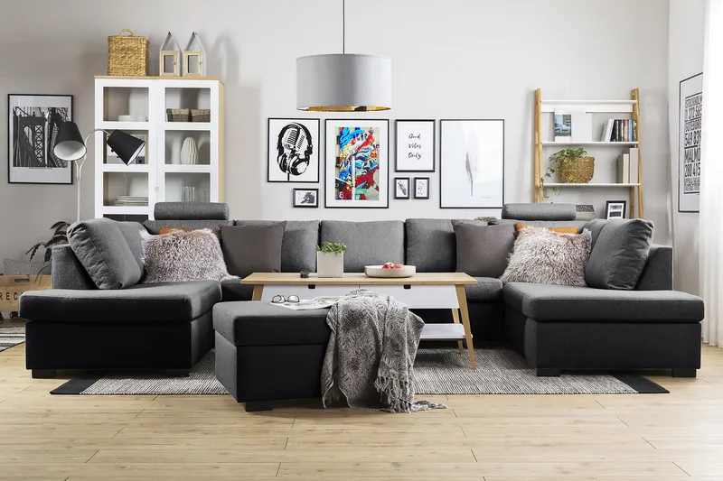 Crazy 5-istuttava U-muotoinen Sohva Kaksoisdivaanilla Kankaalla - Tummanharmaa - Huonekalut - Sohva - U-Sohva