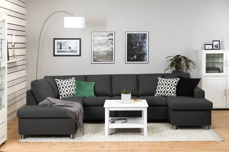 Crazy 5-istuttava Vasenkätinen U-muotoinen Sohva Divaanilla ja Divaanituolilla Kankaalla - Antrasiitti - Huonekalut - Sohva - U-Sohva