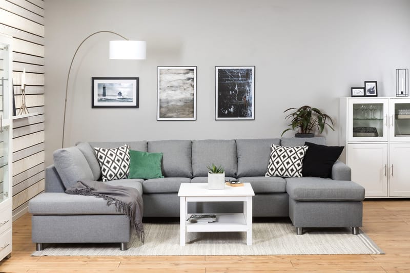 Crazy 5-istuttava Vasenkätinen U-muotoinen Sohva Divaanilla ja Divaanituolilla Kankaalla - Harmaa - Huonekalut - Sohva - U-Sohva