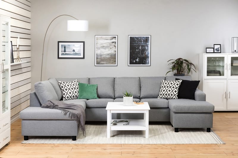 Crazy 5-istuttava Vasenkätinen U-muotoinen Sohva Divaanilla ja Divaanituolilla Kankaalla - Harmaa - Huonekalut - Sohva - U-Sohva