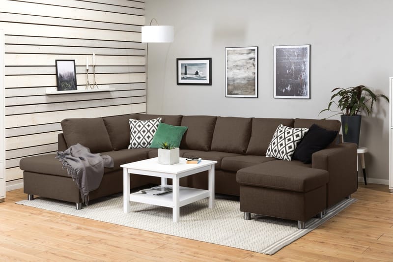 Crazy 5-istuttava Vasenkätinen U-muotoinen Sohva Divaanilla ja Divaanituolilla Kankaalla - Ruskea - Huonekalut - Sohva - U-Sohva