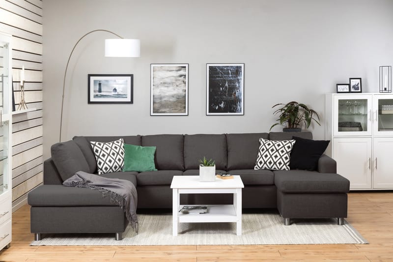 Crazy 5-istuttava Vasenkätinen U-muotoinen Sohva Divaanilla ja Divaanituolilla Kankaalla - Tummanharmaa - Huonekalut - Sohva - U-Sohva