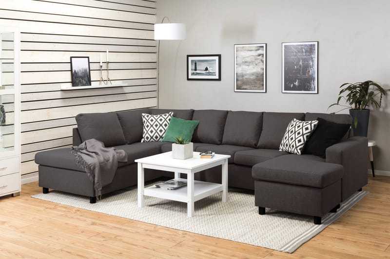 Crazy 5-istuttava Vasenkätinen U-muotoinen Sohva Divaanilla ja Divaanituolilla Kankaalla - Tummanharmaa - Huonekalut - Sohva - U-Sohva