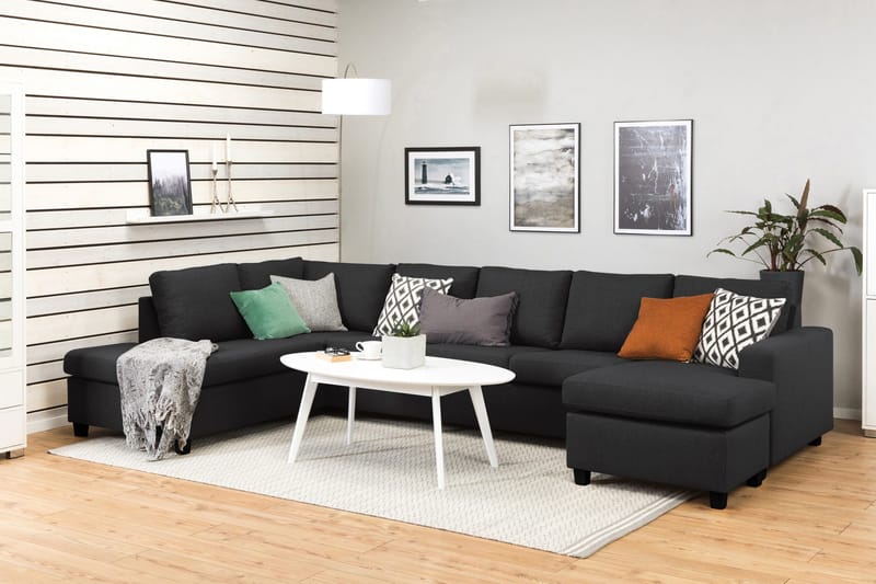 Crazy 5-istuttava Vasenkätinen U-muotoinen X-Large Sohva Divaanilla ja Divaanituolilla Kankaalla - Antrasiitti - Huonekalut - Sohva - U-Sohva