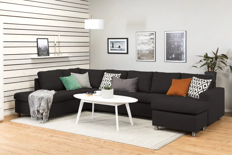 Crazy 5-istuttava Vasenkätinen U-muotoinen X-Large Sohva Divaanilla ja Divaanituolilla Kankaalla - Antrasiitti - Huonekalut - Sohva - U-Sohva