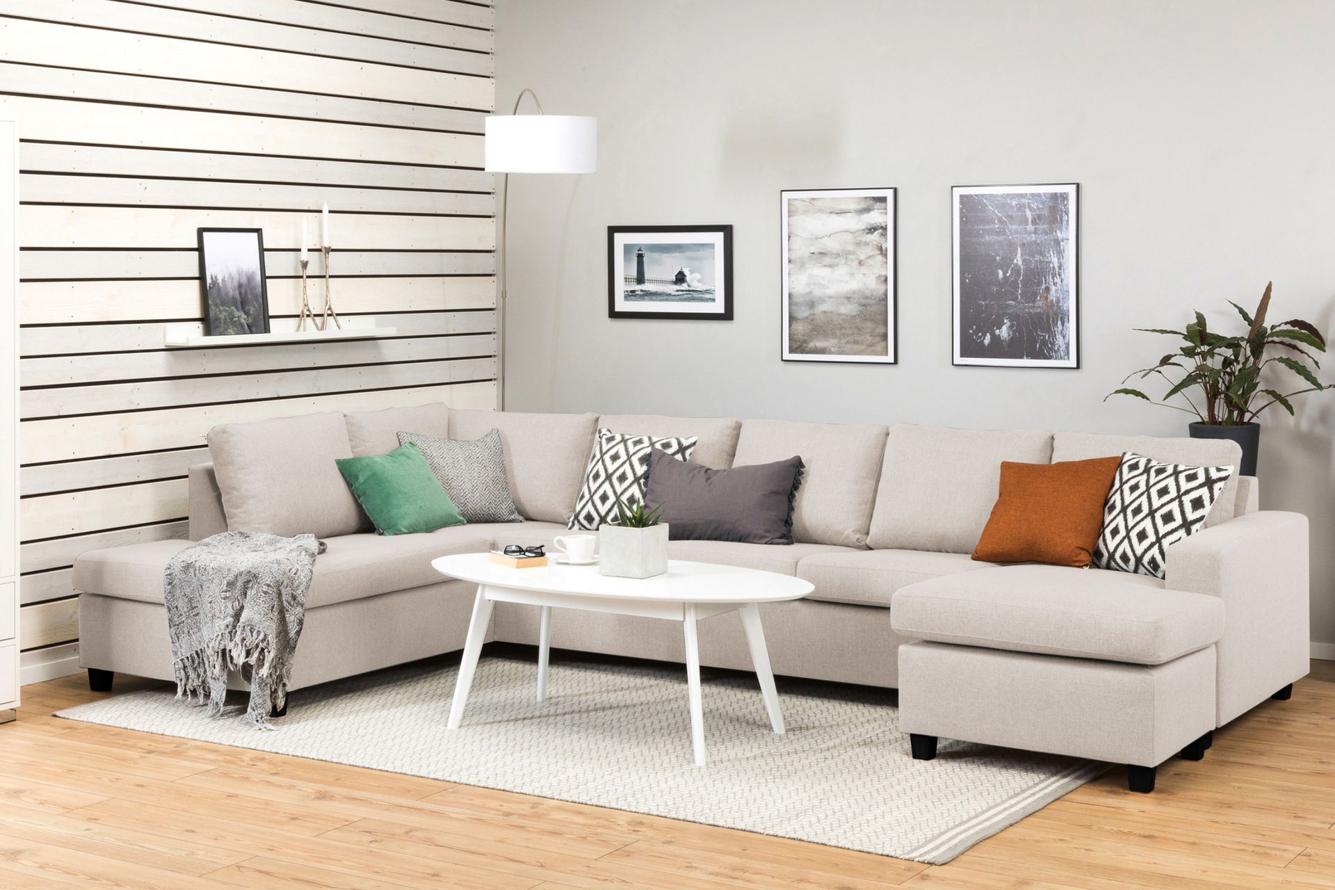 Crazy 5-istuttava Vasenkätinen U-muotoinen X-Large Sohva Divaanilla ja Divaanituolilla Kankaalla - Beige - Huonekalut - Sohva - Divaanisohva