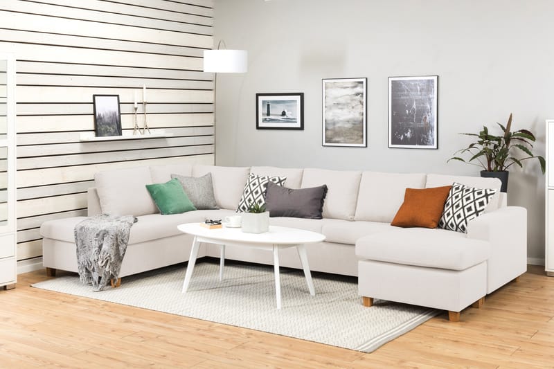 Crazy 5-istuttava Vasenkätinen U-muotoinen X-Large Sohva Divaanilla ja Divaanituolilla Kankaalla - Beige - Huonekalut - Sohva - Divaanisohva