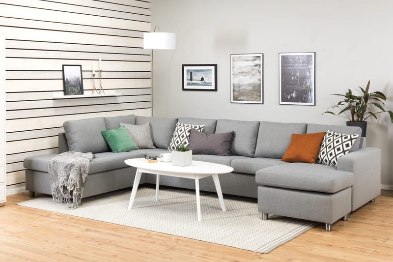 Crazy 5-istuttava Vasenkätinen U-muotoinen X-Large Sohva Divaanilla ja Divaanituolilla Kankaalla - Harmaa - Huonekalut - Sohva - U-Sohva