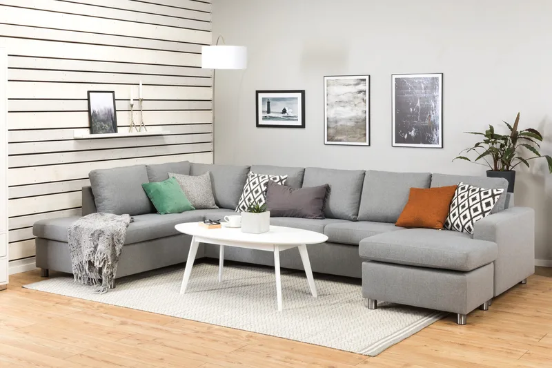 Crazy 5-istuttava Vasenkätinen U-muotoinen X-Large Sohva Divaanilla ja Divaanituolilla Kankaalla - Harmaa - Huonekalut - Sohva - U-Sohva