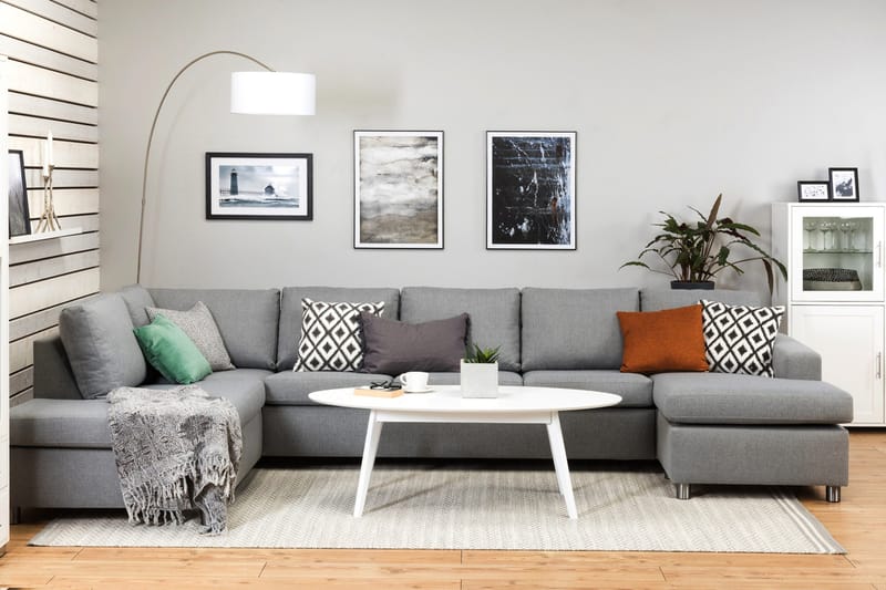 Crazy 5-istuttava Vasenkätinen U-muotoinen X-Large Sohva Divaanilla ja Divaanituolilla Kankaalla - Harmaa - Huonekalut - Sohva - U-Sohva