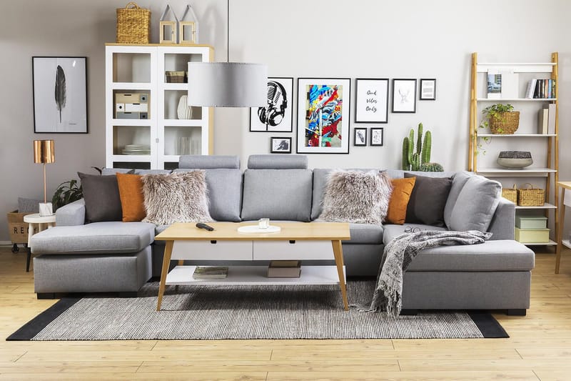 Crazy 5-istuttava Vasenkätinen U-muotoinen X-Large Sohva Divaanilla ja Divaanituolilla Kankaalla - Harmaa - Huonekalut - Sohva - U-Sohva