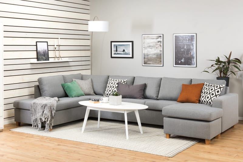 Crazy 5-istuttava Vasenkätinen U-muotoinen X-Large Sohva Divaanilla ja Divaanituolilla Kankaalla - Harmaa - Huonekalut - Sohva - U-Sohva