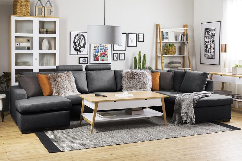 Crazy 5-istuttava Vasenkätinen U-muotoinen X-Large Sohva Divaanilla ja Divaanituolilla Kankaalla - Tummanharmaa - Huonekalut - Sohva - U-Sohva