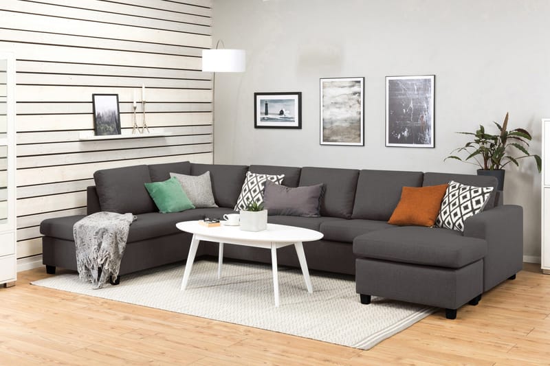 Crazy 5-istuttava Vasenkätinen U-muotoinen X-Large Sohva Divaanilla ja Divaanituolilla Kankaalla - Tummanharmaa - Huonekalut - Sohva - U-Sohva